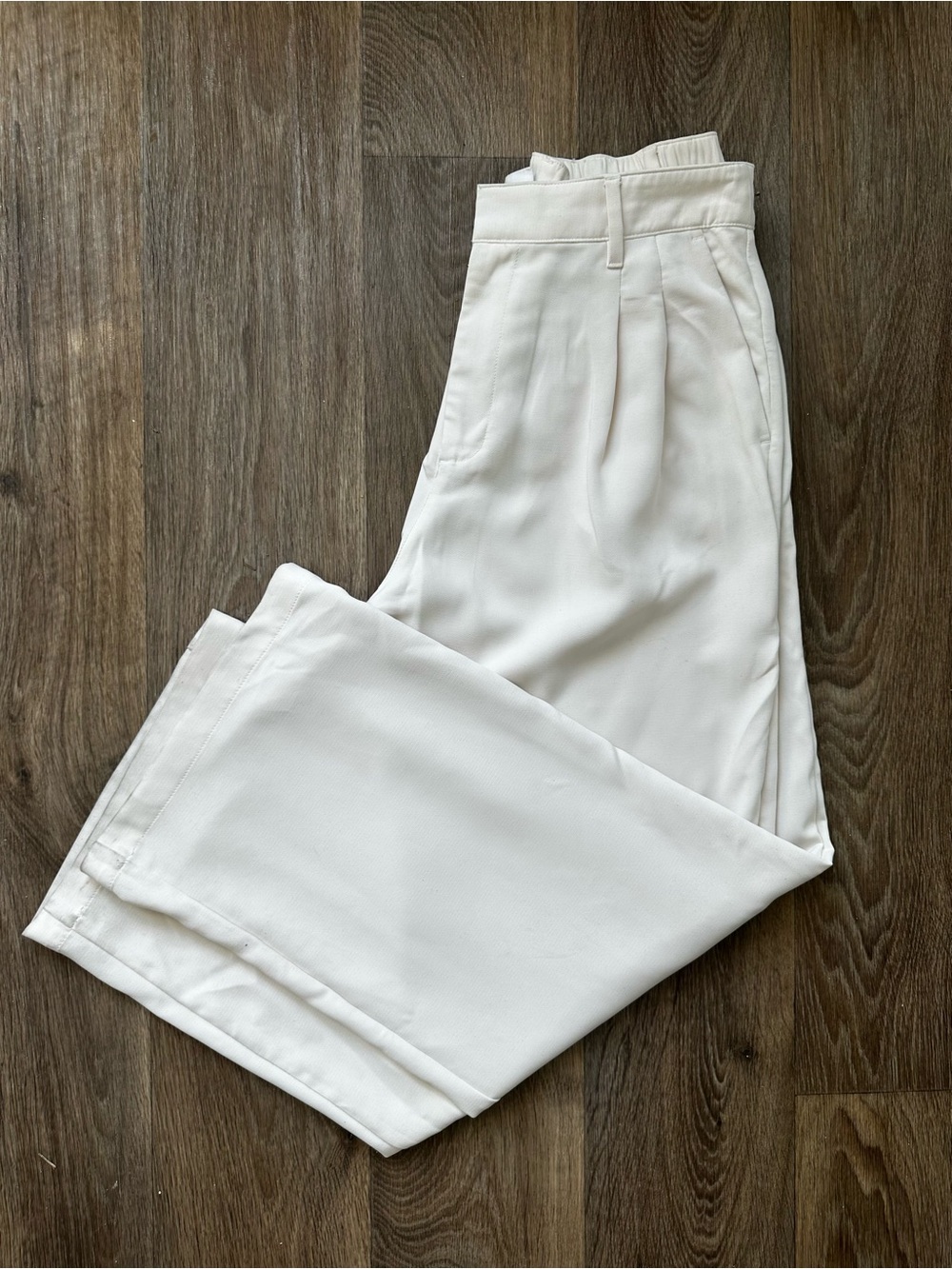 GAP Women’s Ivory Easy Trouser Pleated Wide Leg Pants Size 10 Cream High Rise